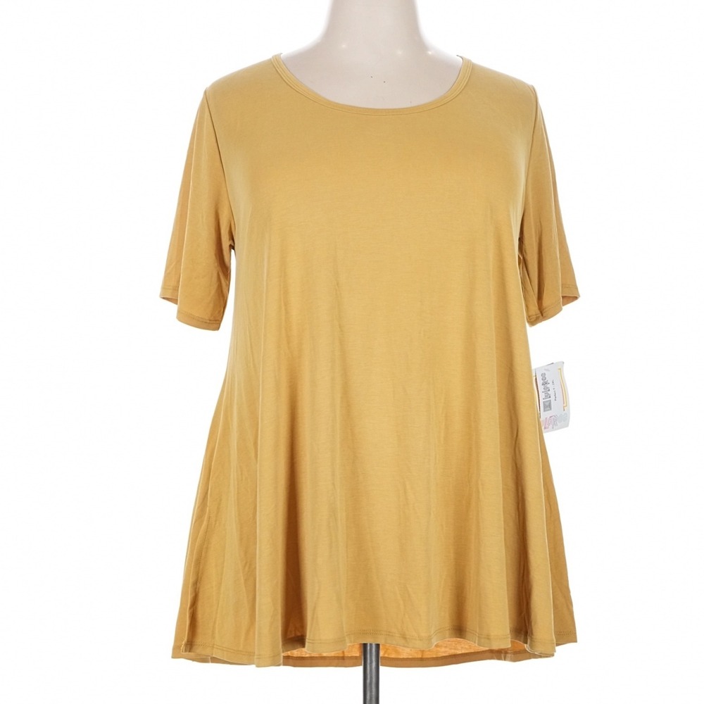 LuLaRoe Womens Perfect T Size 2XL Mustard Yellow Short Sleeve Tunic Modal NWT